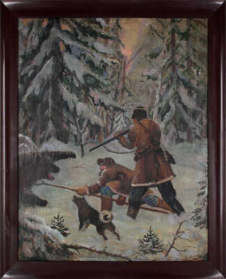 Неизвестный художник. Охота на медведя